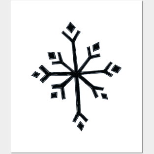 Large Snowflake Digital Illustration in Black Posters and Art